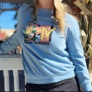 MTV Women Spring Botanical Flower Logo Sweatshirt | M